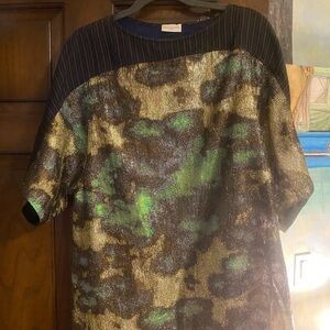 Dries Van Noten Glittering Gold and Blue Top